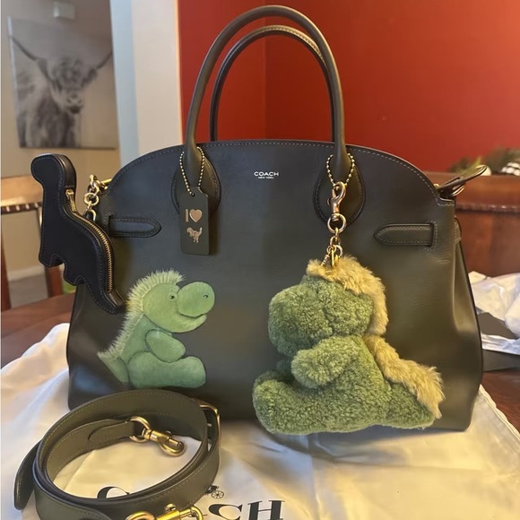 Coach Olive Green Bag with Dinosaur Design - Picture 2 of 13